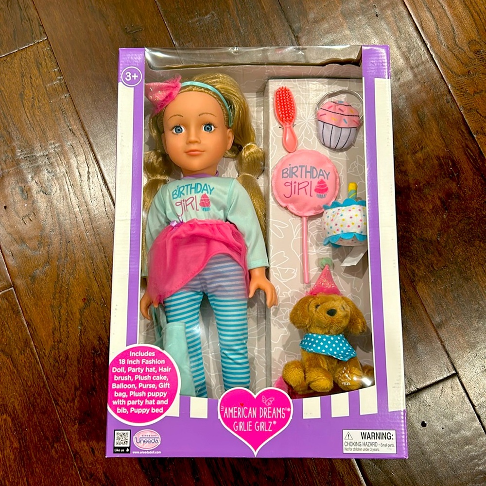 American dream girlie girlz birthday doll with accessories